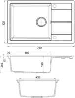Кухонная мойка Fabiano Cubix 78x50 XL Cream фото №2 — интернет-магазин Desire.md