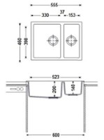Chiuvetă de bucătărie Fabiano Quadro 56x46x15 Titanium imaginea #2 — magazin online Desire.md