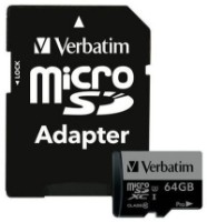 Карта памяти Verbatim microSDXC 64Gb Class10 U3 UHS-I V30 + SD Adapter (47042)  