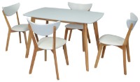 Set masă și scaune Evelin Cooper White/Bella beech + 4 scaune Caameroon White/Bella Beech