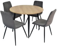 Set masă și scaune Evelin DT 402-2 + 4 XR-154B Dark Grey 57 100cm Velur