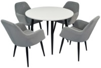 Set masă și scaune Evelin DT 402-3 + 4 LC-621B Dark Grey 57 100cm Velur