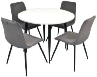 Set masă și scaune Evelin DT 402-3 + 4 XR-154B Dark Grey 57 100cm Velur