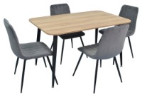 Set masă și scaune Evelin DT 405-2 + 4 XR-154B Dark Grey 57 75cm Velur