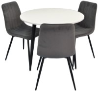 Set masă și scaune Evelin DT 404-3 + 3 XR-154B Dark Grey 57 88cm Velur