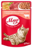 Hrană umedă pentru pisici Мяу Vită în sos fraged 0.1kg 24pcs