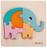 Puzzle din lemn Akuku A0600 Elephant