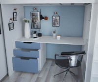 Dormitor pentru copii Polini Kids Simple с письменным столом и шкафом Белый/Синий