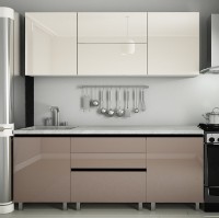 Bucătărie Bafimob Gola-1 Glass (High Gloss) 2.0m White/Cappuccino