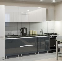 Bucătărie Bafimob Gola-1 Glass (High Gloss) 2.0m White/Grey