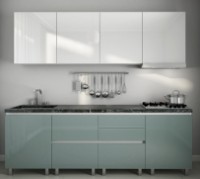 Bucătărie Bafimob Gola-2 Glass (High Gloss) 2.4m White/Grey/Green