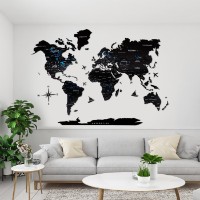 Карта мира UberHaus 3D Lemn Black L 1500x900mm