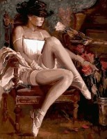 Tablou pe numere PRC Balerina cu Flori 40x50cm 03185