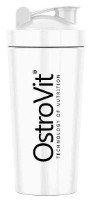 Shaker pentru nutriție sportivă Ostrovit Shaker Steel 750ml White