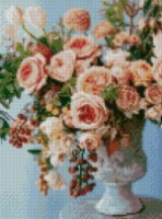 Алмазная картина по номерам Strateg Букет пудровых роз (HX150)