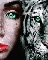 Картина по номерам Strateg Девушка с белым тигром (VA-2643)