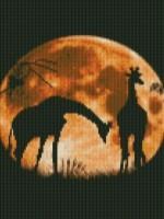 Алмазная картина по номерам Strateg Жираф на фоне луны (HX025)