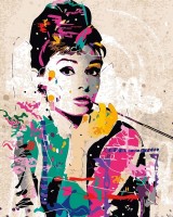 Pictura cu diamante după numere PRC Audrey Hepburn in stil pop art 40x50 (06124)