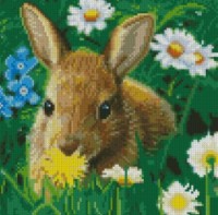 Алмазная картина по номерам Strateg Кролик в цветах (CA-0032)