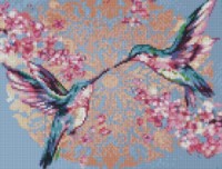 Алмазная картина по номерам Strateg Нежные колибри (HX460)