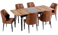 Set masă și scaune Moda Life Cross Set 160x75x95cm + 6 Chair Brown