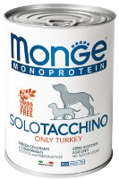 Hrană umedă pentru câini Monge Superpremium Monoprotein Paté Solo Tacchino 400g