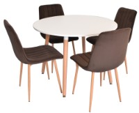 Set masă și scaune Evelin DT 402-1 + 4 XR-154Wo Dark Brown 16 Velur