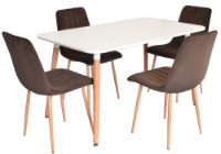 Set masă și scaune Evelin DT 405-1 + 4 XR-154Wo Dark Brown 16 Velur