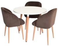 Set masă și scaune Evelin DT 404-1 + 3 LC-618Wo Dark Brown16 Velur