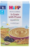 Terci de lapte din 5 cereale cu prune si prebiotic HiPP 5-Grain With Plum Milk & Cereal 250g