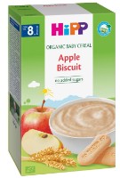 Terci din cereale integrale cu biscuiti si mar HiPP Organic Baby Cereal Apple Biscuit 200g