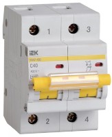 Автоматический выключатель IEK ВА 47-100 2Р 40А 10 кА х-ка С