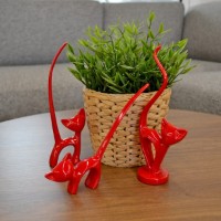 Statuetă Deco Pisici Red 3pcs imaginea #2 — magazin online Desire.md
