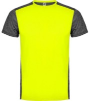 Детская футболка Roly Zolder 6653 Fluor Yellow/Heather Black 16 years