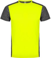 Мужская футболка Roly Zolder 6653 Fluor Yellow/Heather Black XL фото №1 — интернет-магазин Desire.md