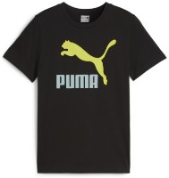 Детская футболка Puma Classics Logo Tee B Puma Black/Turquoise Surf 140
