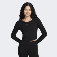 Женская футболка Nike W Nsw Nk Chll Knt Mrib Ls Top Black/Sail, s.M