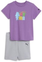Costum pentru bebeluși Puma X Trolls Minicat Tee si Shorts Set Gray Fog 74