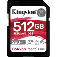 Сard de memorie Kingston 512Gb SDXC Canvas React Plus V60 Class10 UHS-II U3 V60 (SDR2V6/512GB)