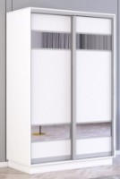 Dulap cu uşi glisante Mobildor-Lux Fox 140x230 (110 Alb) Uși din PAL cu elemente oglinda