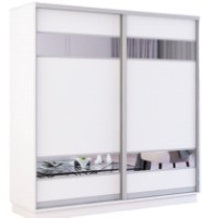 Dulap cu uşi glisante Mobildor-Lux Fox 230x210 (110 Alb) Uși din PAL cu elemente oglinda