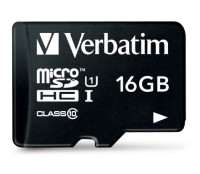 Карта памяти Verbatim microSDHC 16Gb + Adapter (44082)