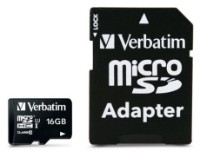 Сard de memorie Verbatim microSDHC 16Gb + Adapter (44082)