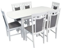 Set masă și scaune Evelin HV-29V White + 6 Deppa R White/NV-10WP Grey
