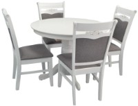 Set masă și scaune Evelin Capella V White + 4 HV-3167 White/NV-10WP Grey