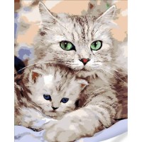 Tablou pe numere Strateg Кошка и котенок (GS1603)