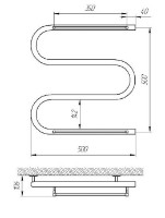 Uscător de prosoape Laris Coil E 25 CK3 w/shelves 500x500 R