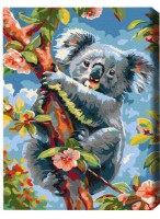 Tablou pe numere Brushme Коала среди цветов (BS53988FC)