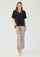 Pijama Ajoure C23623 Black/Print Leopard, s.XL