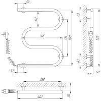 Полотенцесушитель Laris 25 PS3 400х500 Elektro L фото №3 — интернет-магазин Desire.md